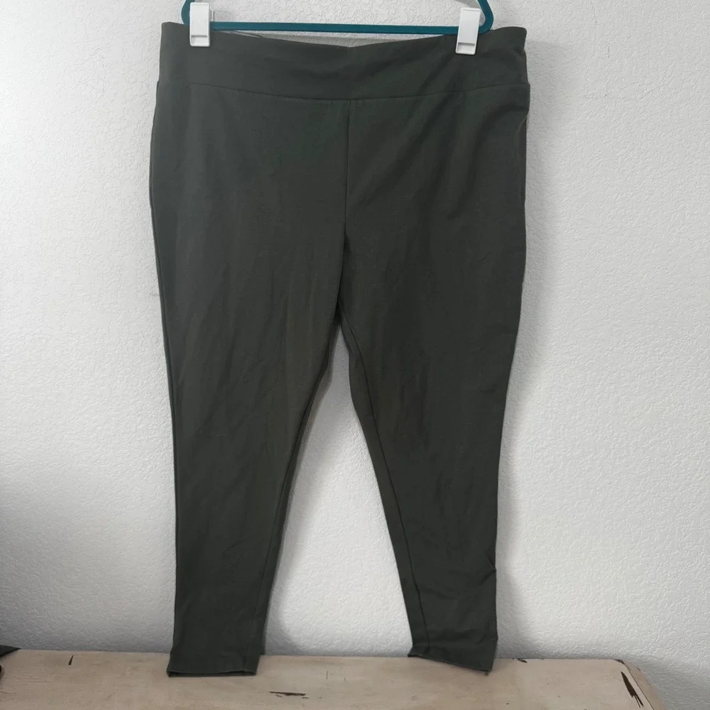 Terra Sky Plus Size 3X Green Midnight High Rise Fitted‎ Leggings Pants